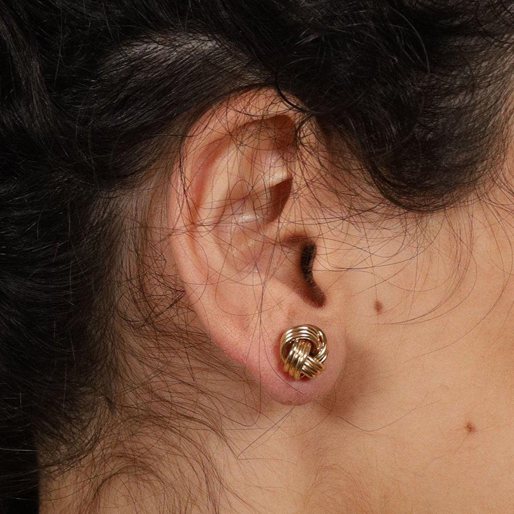 Yellow Gold 10mm Knot Stud Earrings