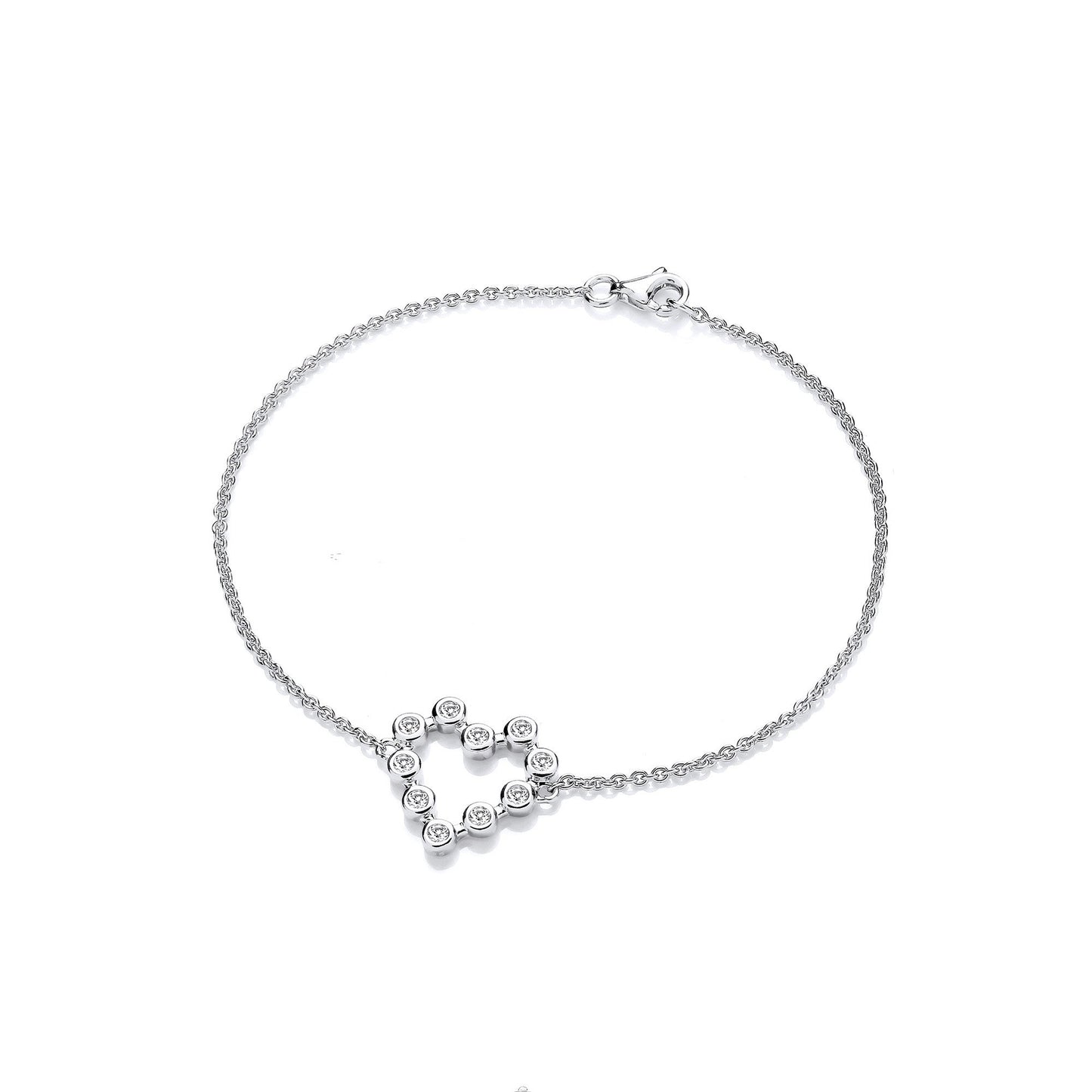 Silver Heart Rubover Cubic Zirconias Ladies Bracelet
