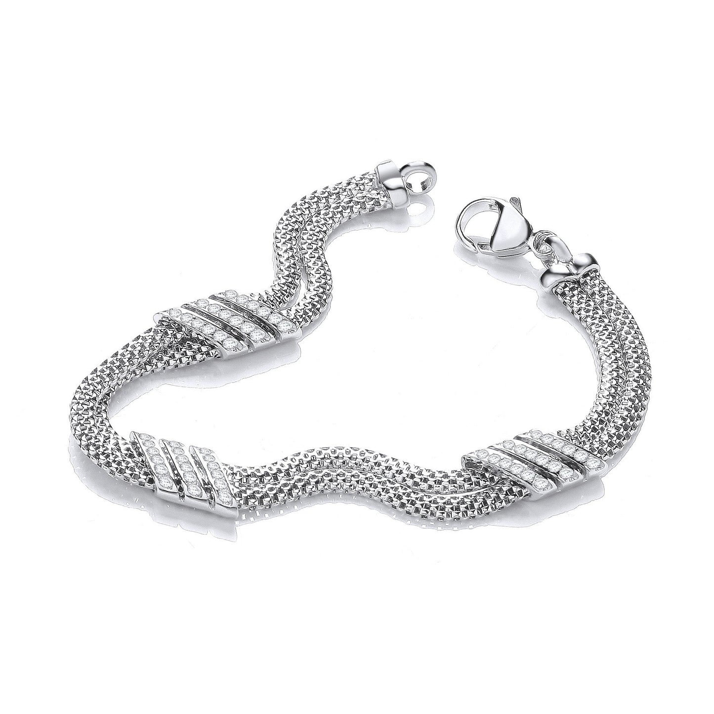 Double Row 3 Strings of Cubic Zirconias Bracelet 7"