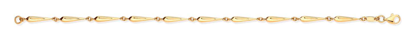 Yellow Gold Elongated Teardrop Link Ladies Bracelet