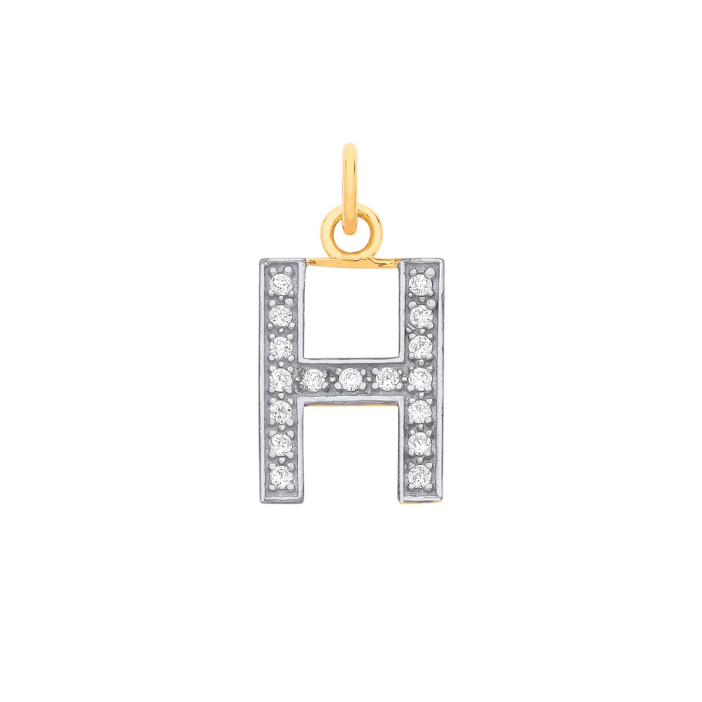 Yellow Gold Medium Cubic Zirconia Initial Pendants