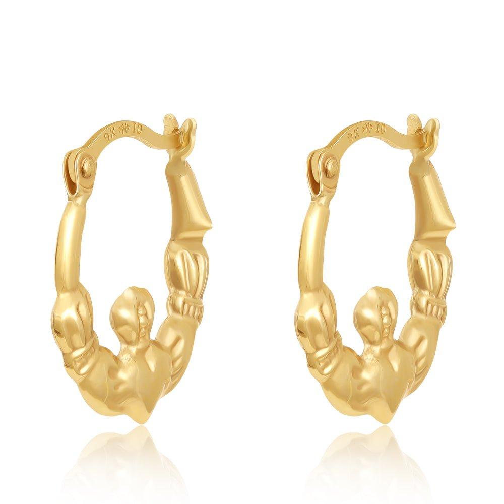 Yellow Gold Claddagh Creoles