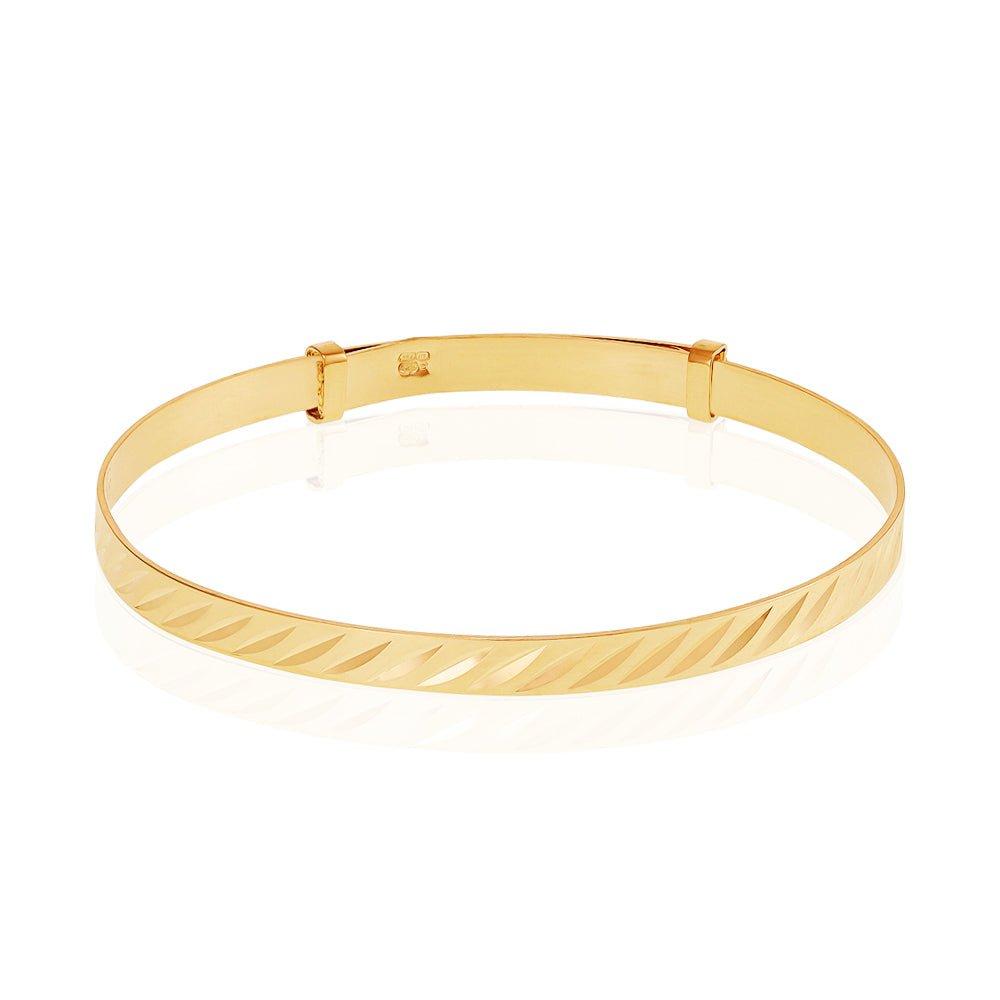 Yellow Gold Diamond Cut Expandable Baby Bangle - 41.9mm