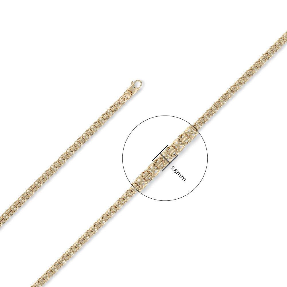 Yellow Gold 5.8mm Flat Byzantine Chain