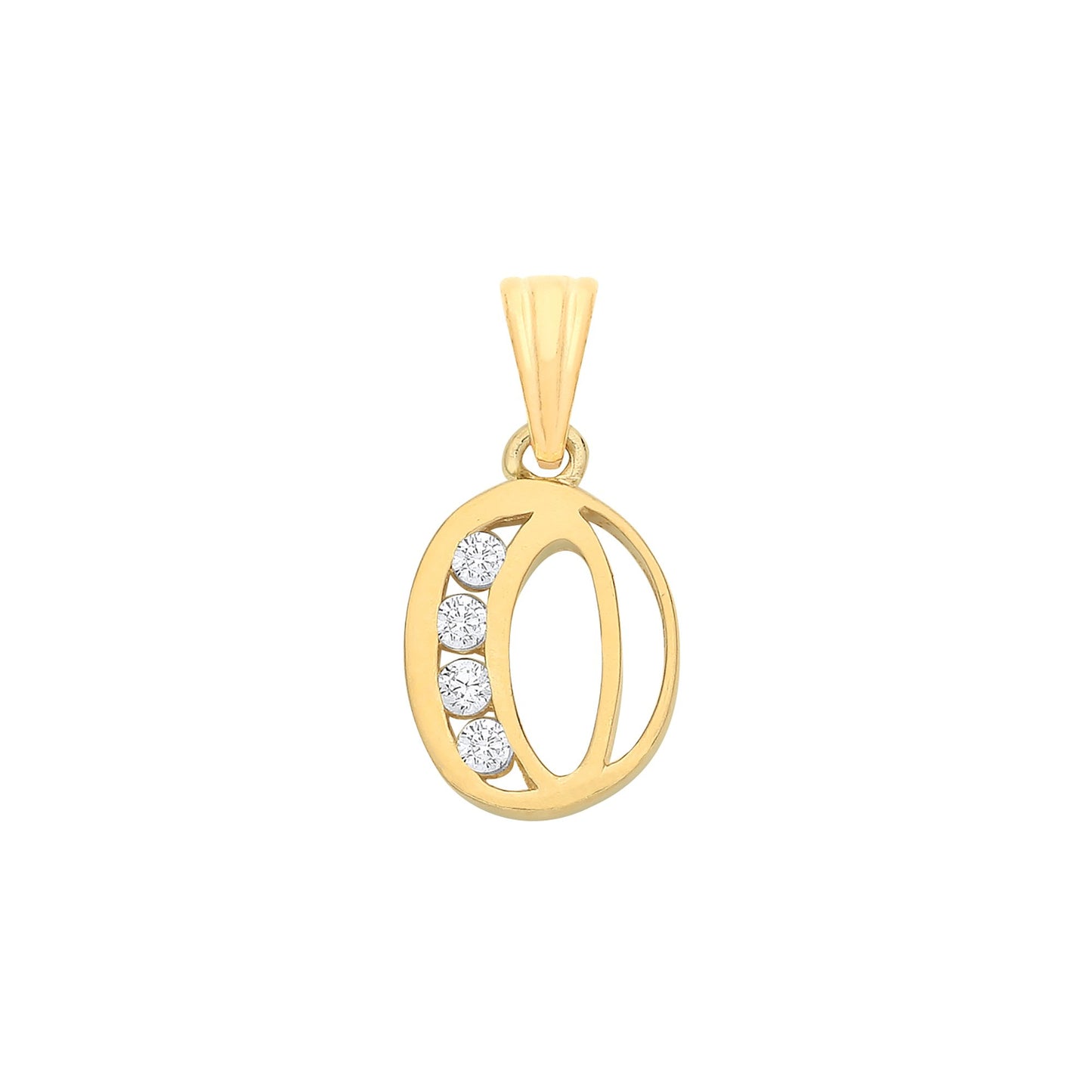 Yellow Gold Channel Set Cubic Zirconia Initial Pendants