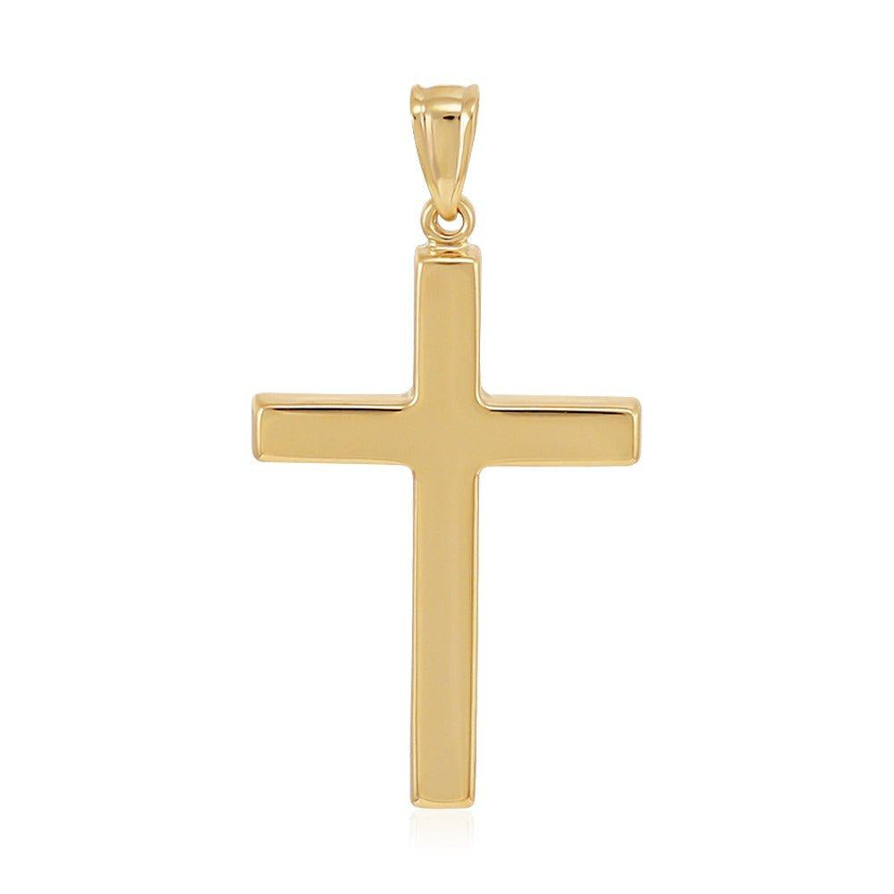 Yellow Gold Plain Hollow Cross - 21mm