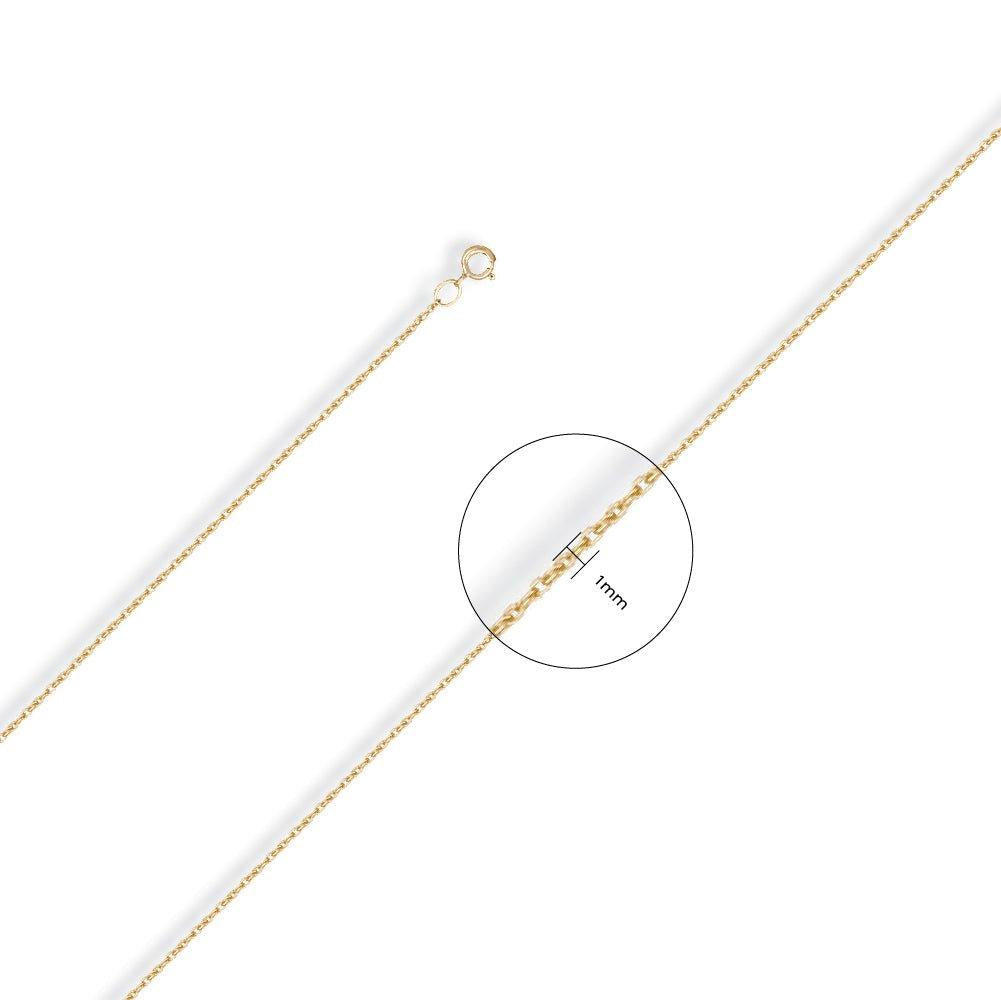 Yellow Gold 1.0mm Prince of Wales Chain