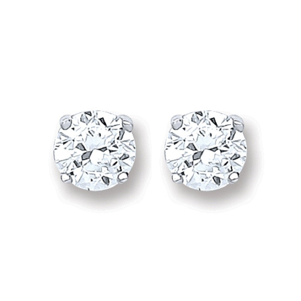Silver Brilliant Cut Cubic Zirconia 4mm Claw Set Stud
