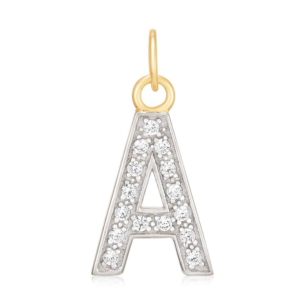 Yellow Gold Medium Cubic Zirconia Initial Pendants