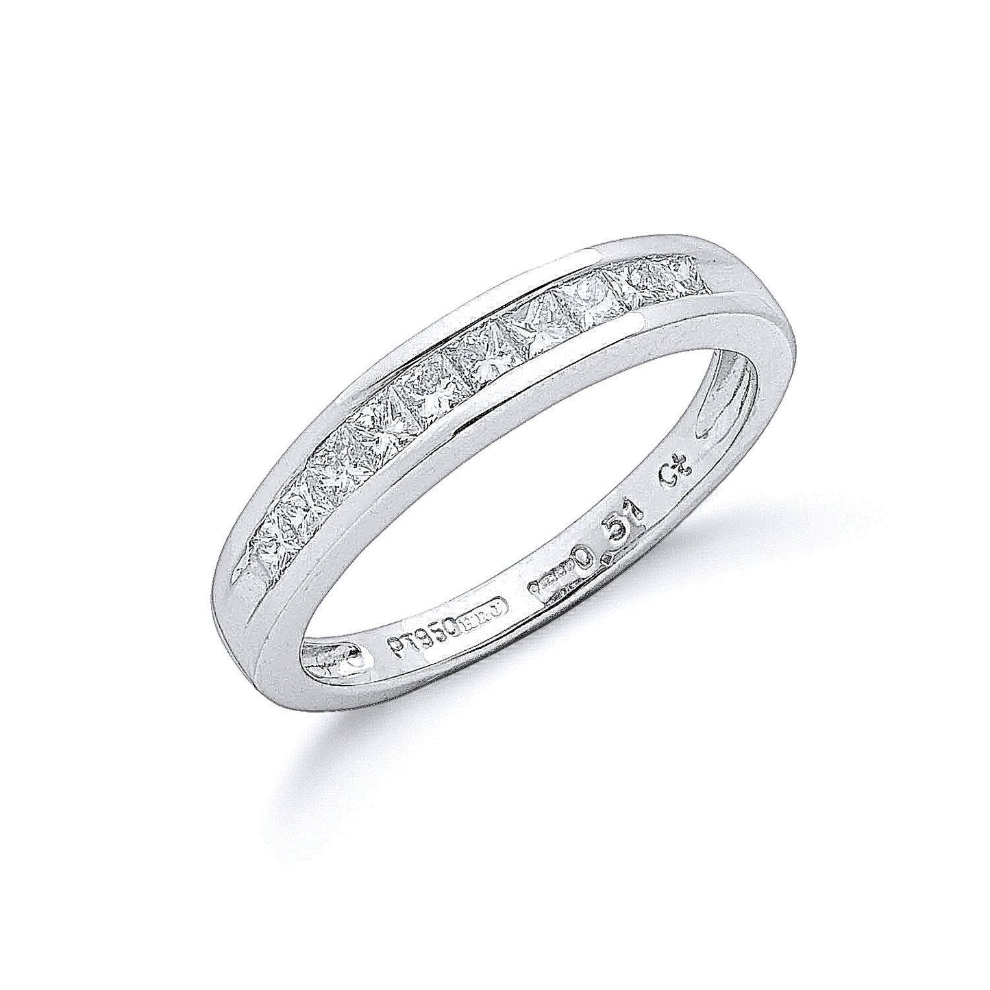 Platinum 0.50ct G/H-VS Princess Cut Eternity Diamond Ring