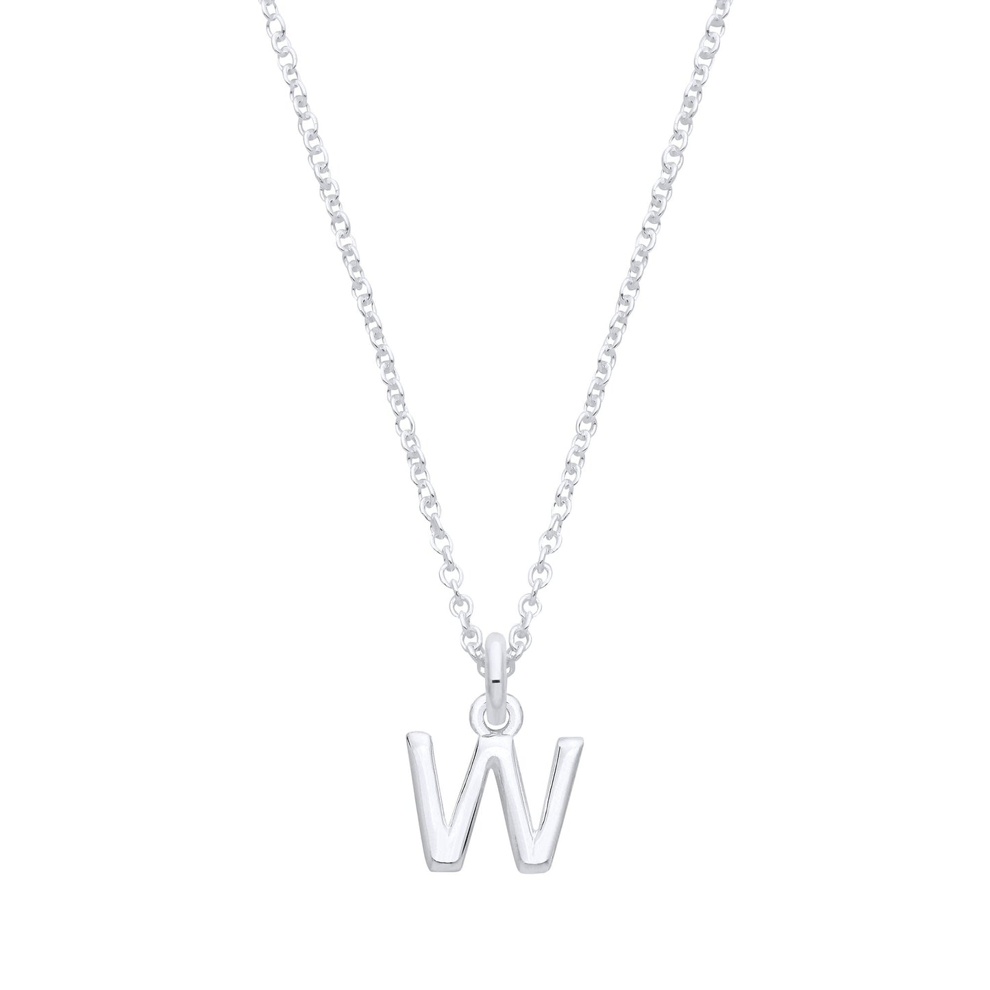 Silver Small Plain Initial 16" + 1" Necklace