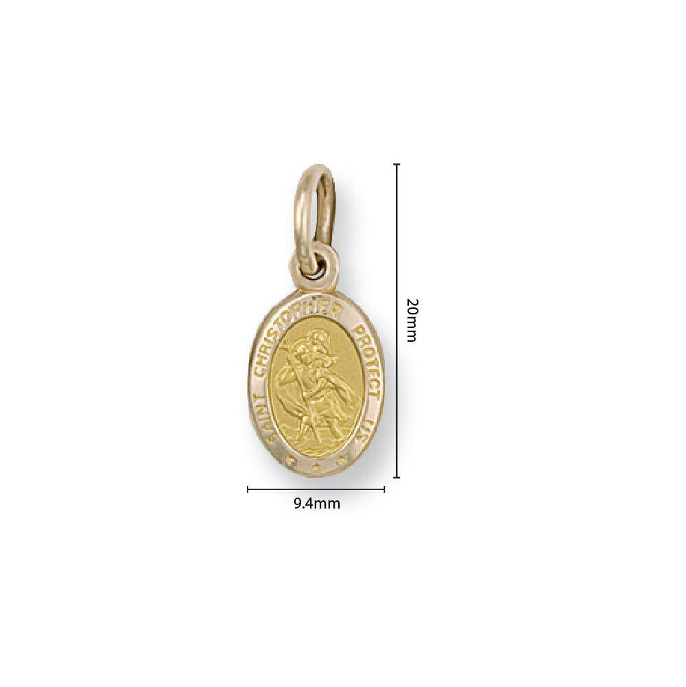 Yellow Gold Oval St. Christopher Protect Us Pendant - 0.9g