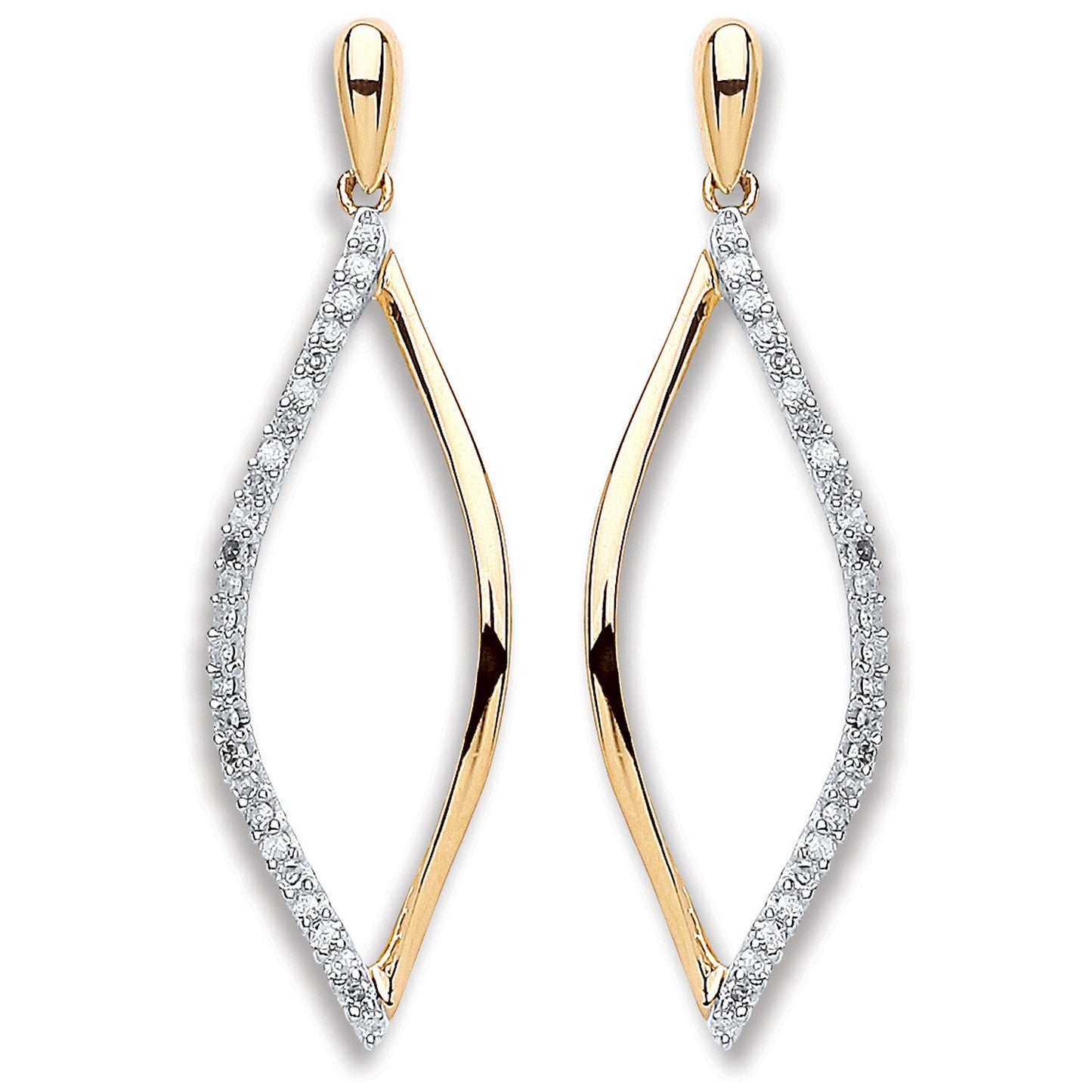 9ct Yellow Gold 0.15ct Dia Drop Earrings (HNN-2F24C2)