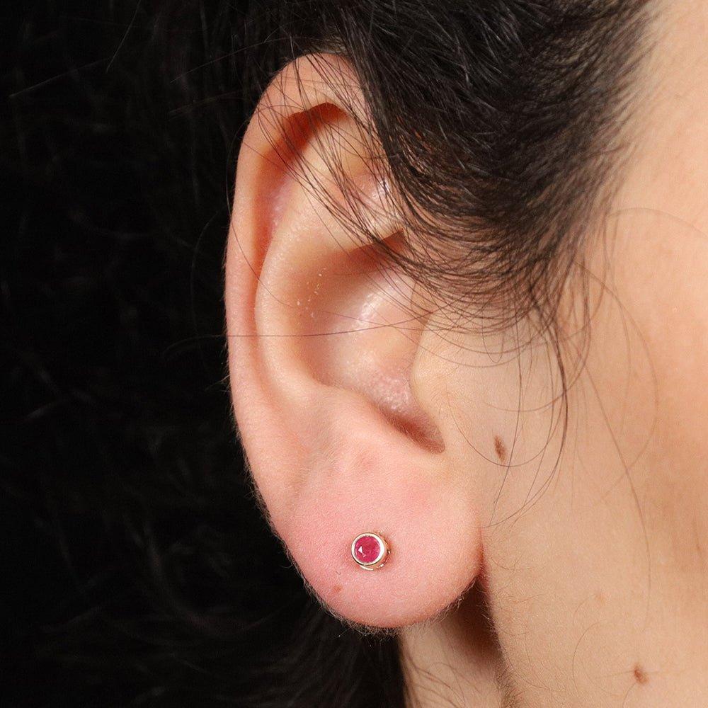 9ct Yellow Gold 3.8mm Ruby Rubover Studs