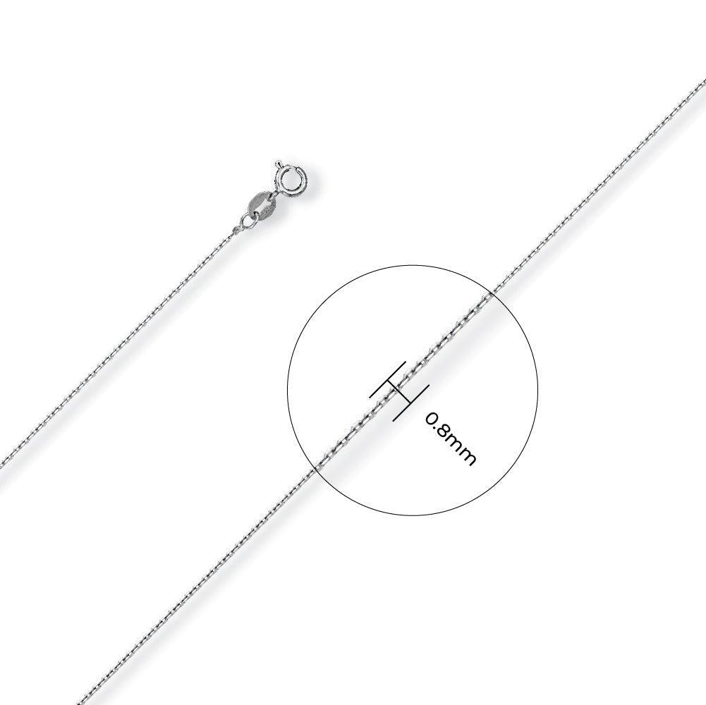 White Gold 0.8mm Diamond Cut Trace Chain