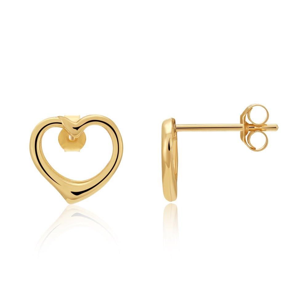 9ct Yellow Gold Open Heart Studs