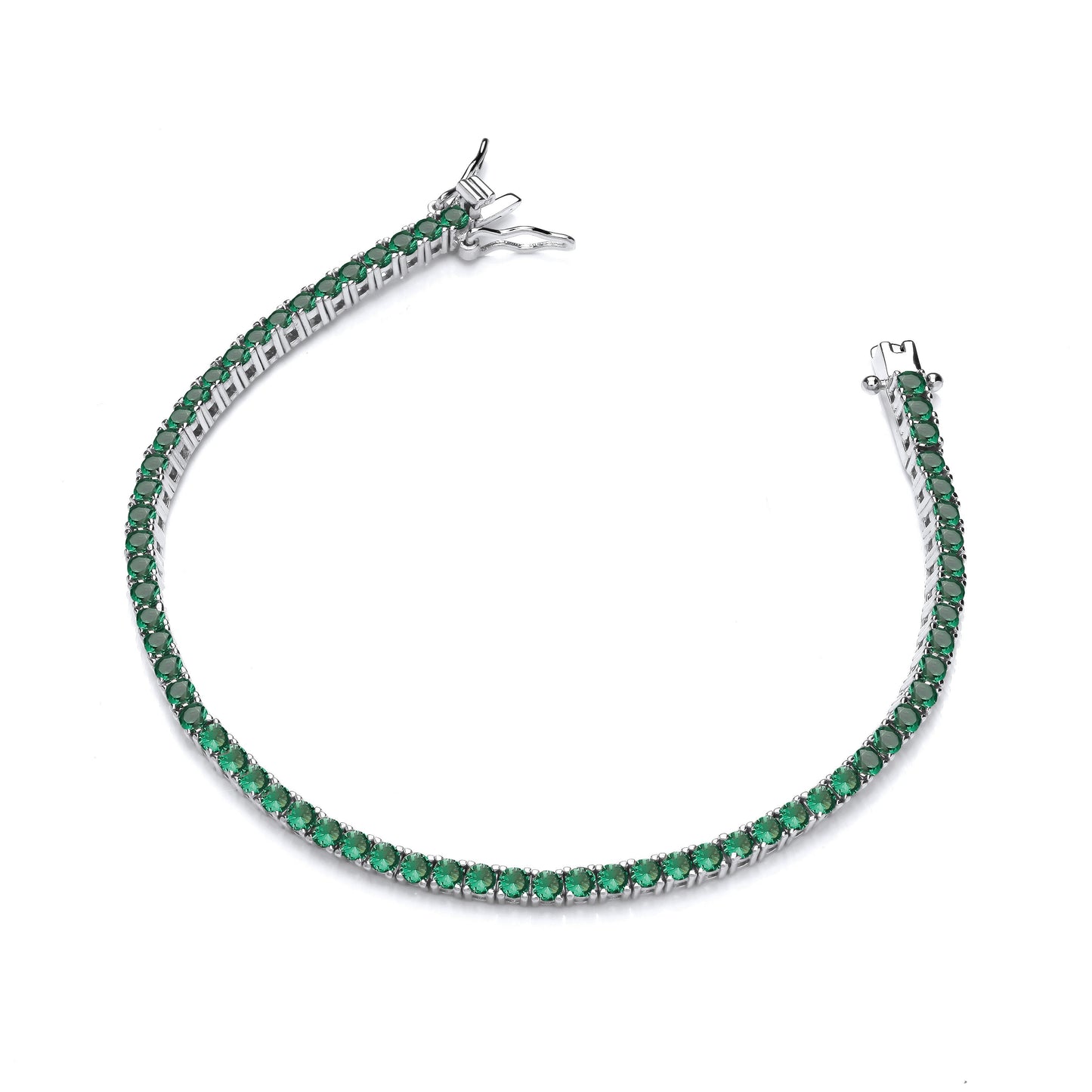 Silver Green Cubic Zirconias Tennis Ladies Bracelet