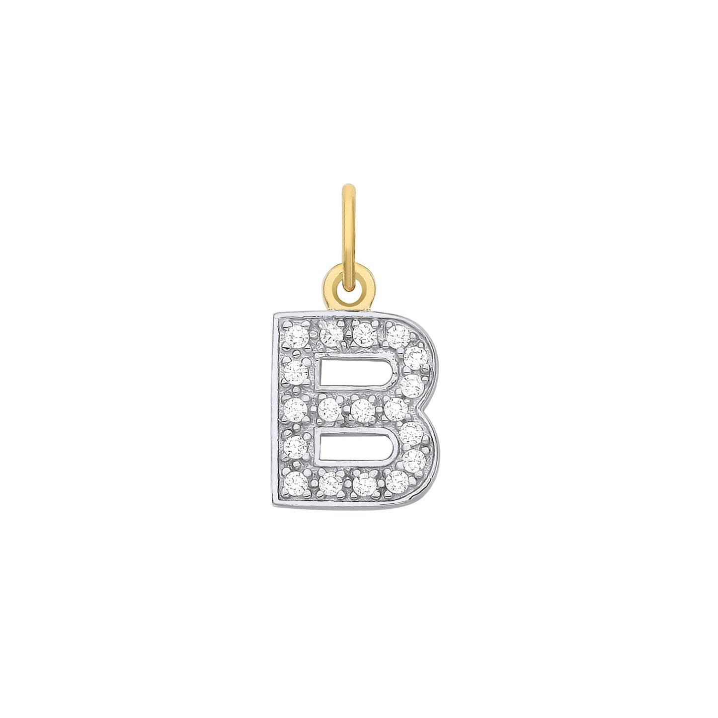 Yellow Gold Small Cubic Zirconia Initial Pendants