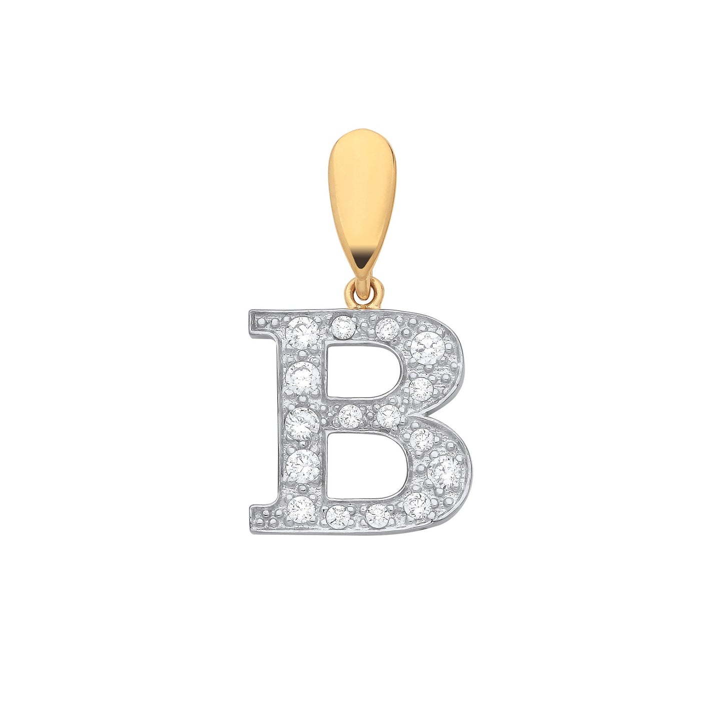 Yellow Gold Large Cubic Zirconia Initial Pendants