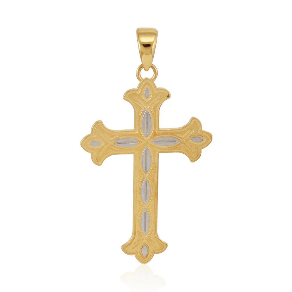 Yellow & White Gold Russian Orthodox Cross