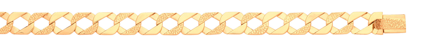 Yellow Gold Plain & Nugget 13mm Link Flat Curb Chain