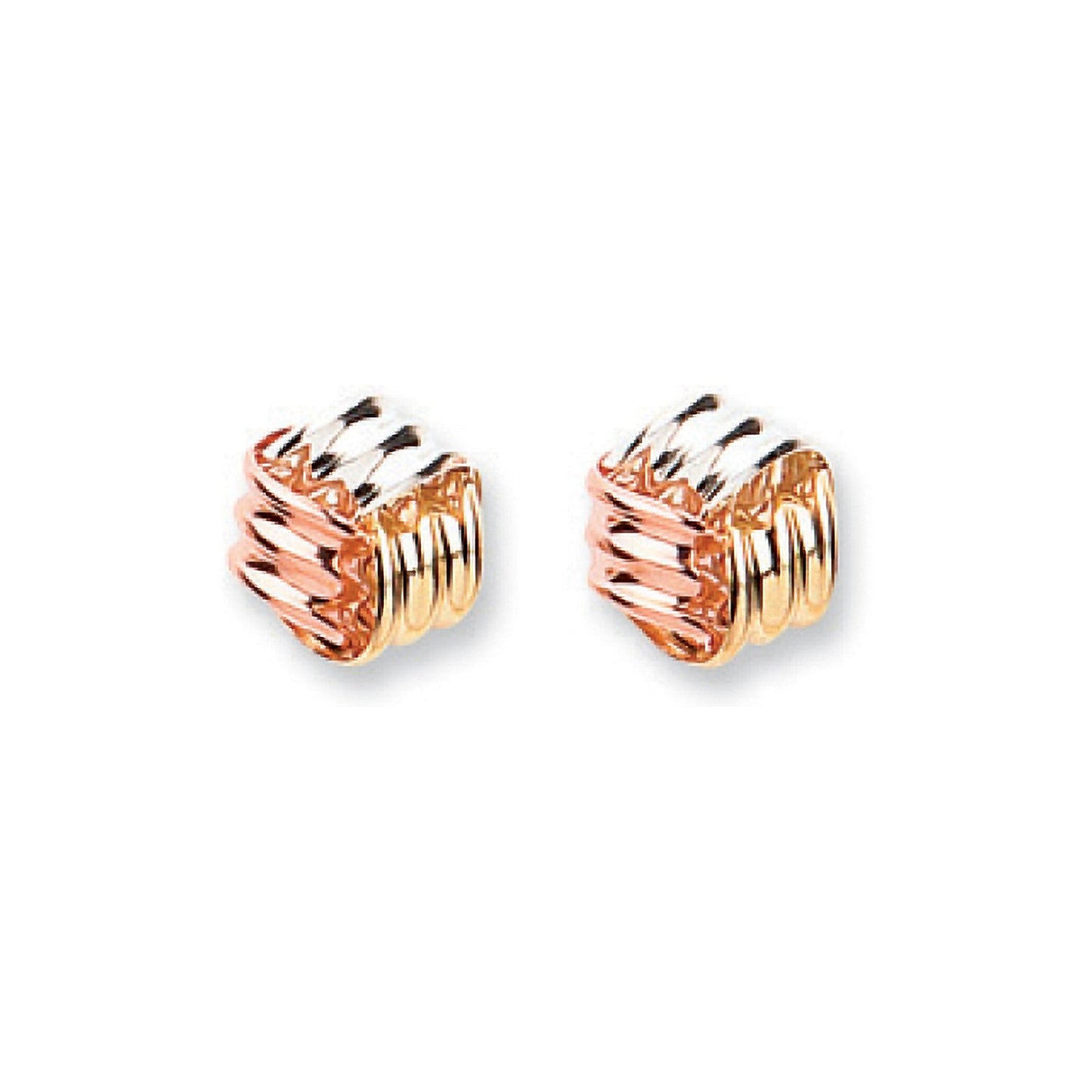 9ct Yellow, White & Rose Gold Fancy Knot Studs (HNN-8557D1)