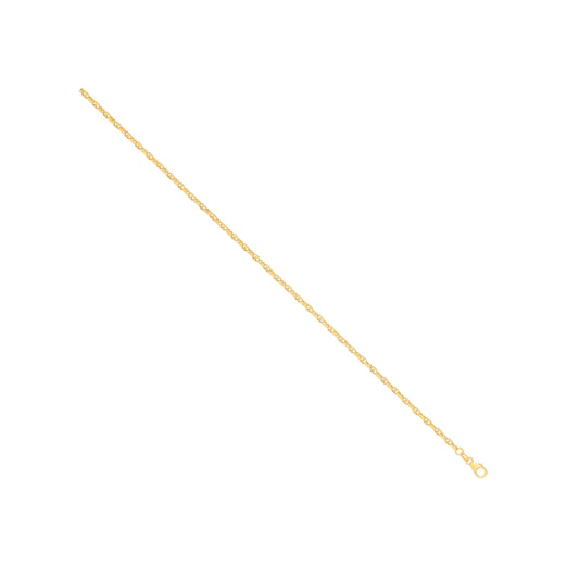 14ct Yellow Gold Hollow Oval Puff Marine 2.7mm Chain