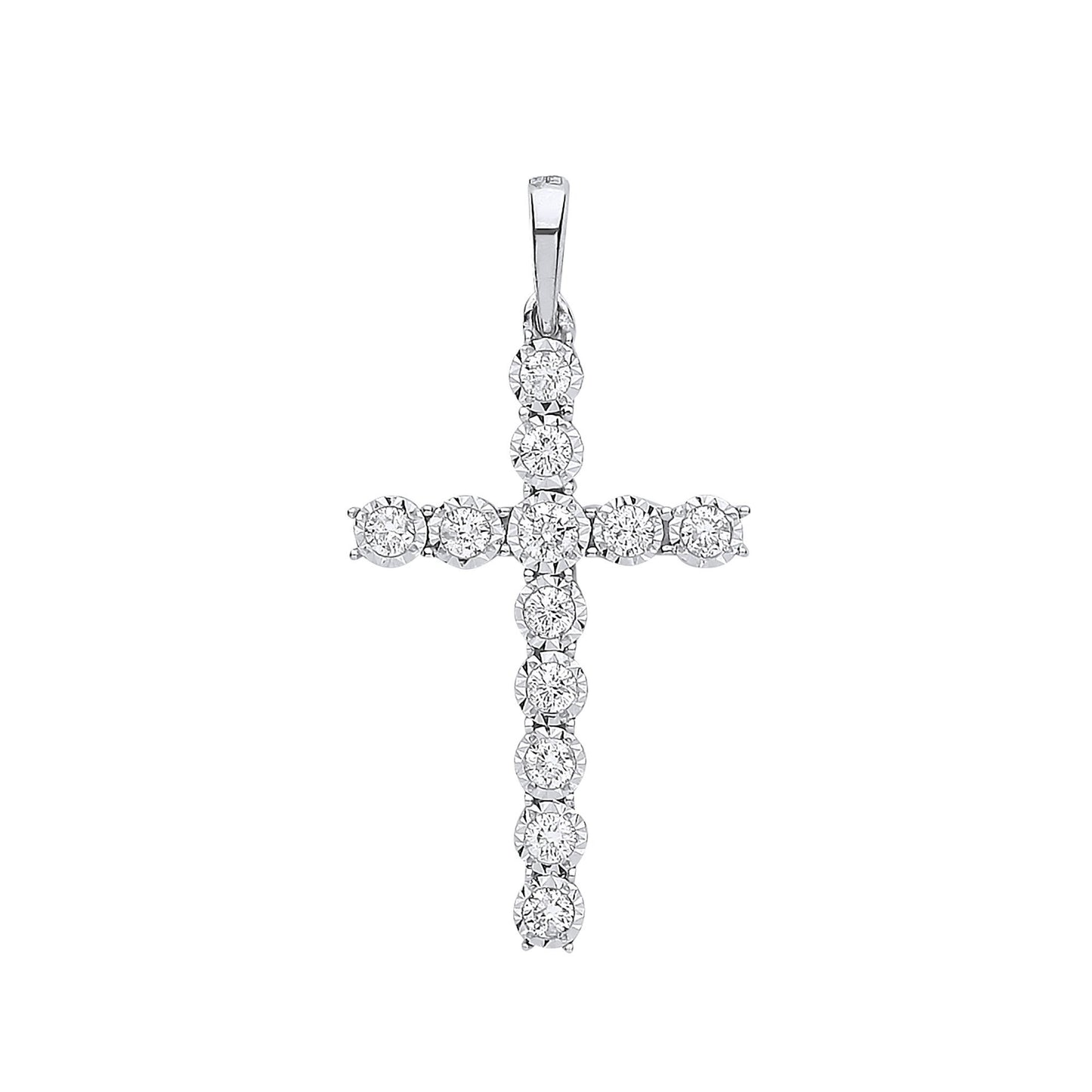 9ct White Gold 0.27ct Diamond Cross