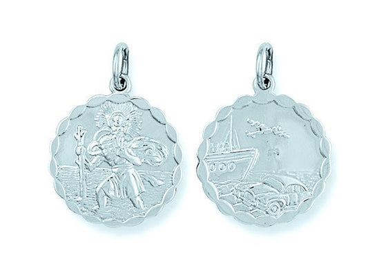 Silver Double Sided Fancy St. Christopher Pendant - 3.4g