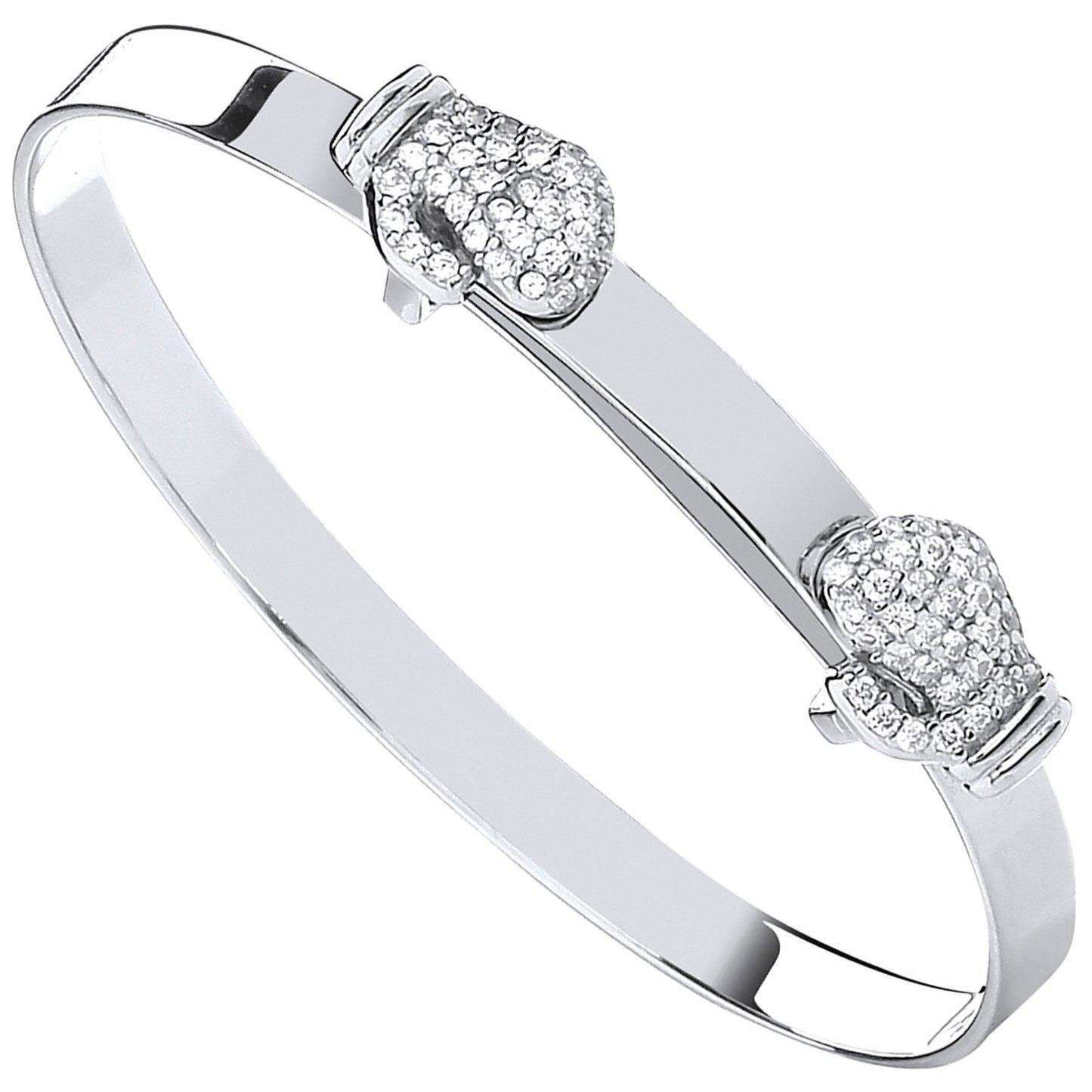Silver Expandable Boxing Cubic Zirconia Gloves Baby Bangle