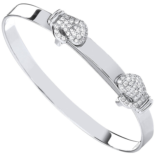 Silver Expandable Boxing Cubic Zirconia Gloves Baby Bangle