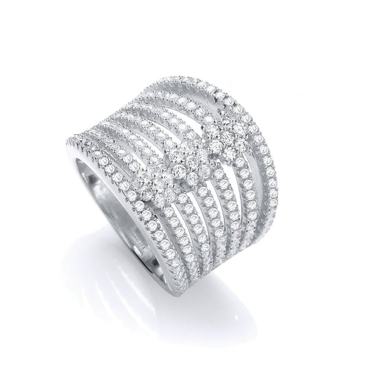 Micro Pave Seven Row Cubic Zirconias Ring