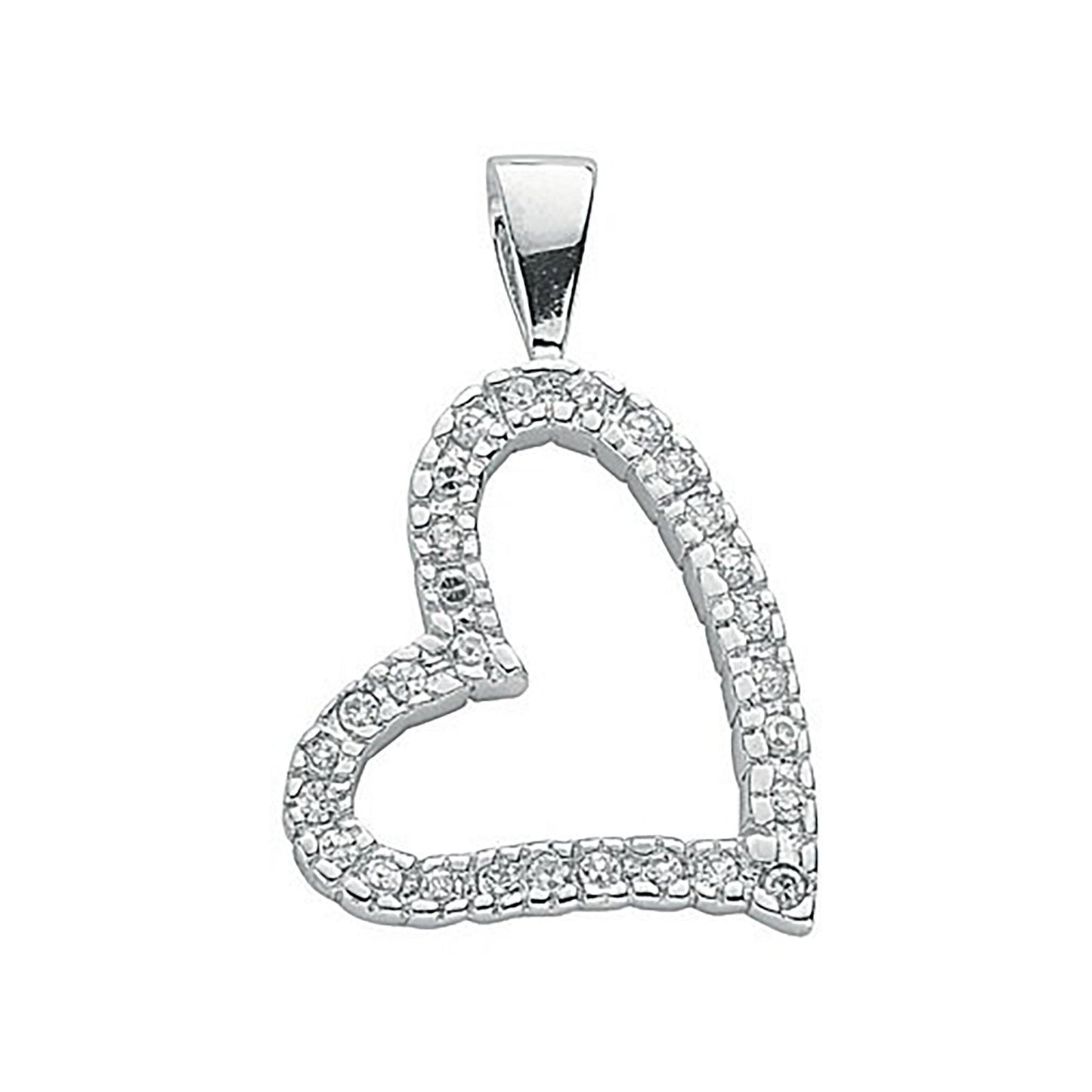 Silver Cubic Zirconia Heart Pendant