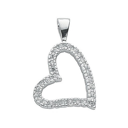 Silver Cubic Zirconia Heart Pendant