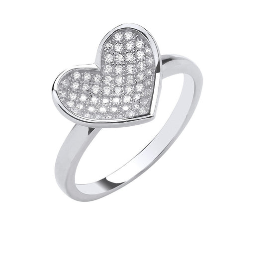 Silver Cubic Zirconia Heart Ring (HNN-842E4C)