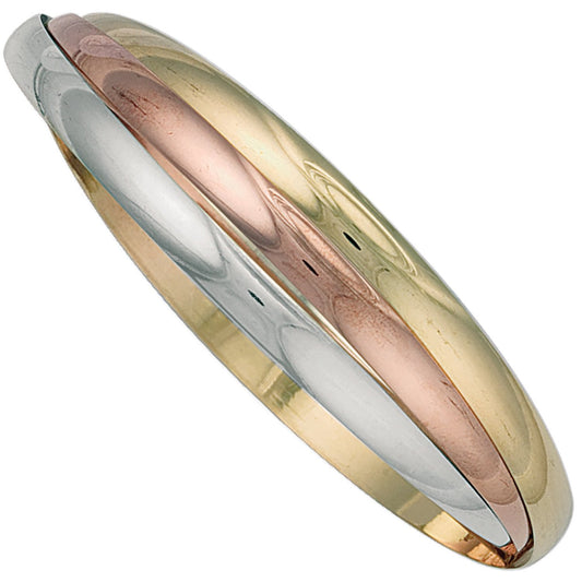 Yellow, White & Rose Gold Russian Wedding 5mm Bangle