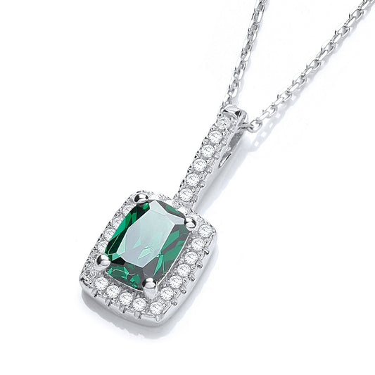 Micro Pave Fancy Pendant Green Small Cubic Zirconia with 18" Chain