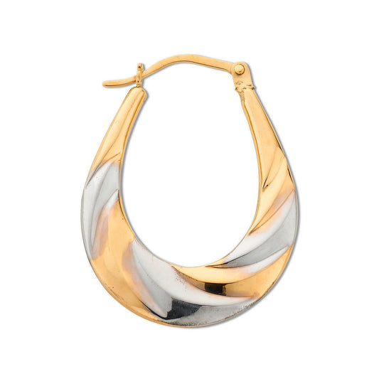 Yellow and White Gold Oval Hoop Earrings