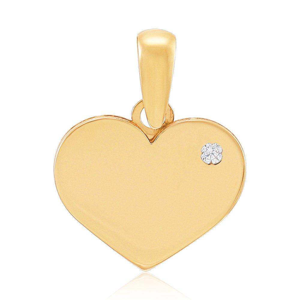 Yellow Gold Cubic Zirconia Plain Heart Pendant