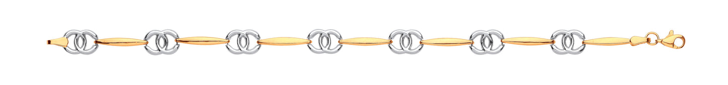 White & Yellow Gold Interlocking Circles Ladies Bracelet