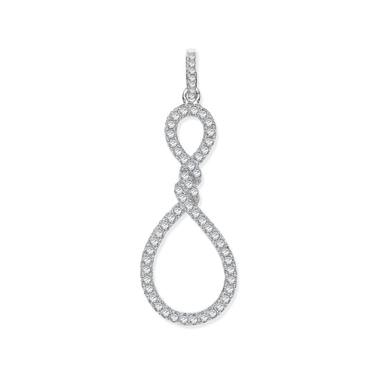 Silver Teardrop Twist Cz Pendant