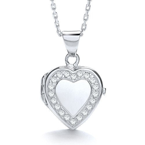 Heart Shape with Line of Cubic Zirconias Locket