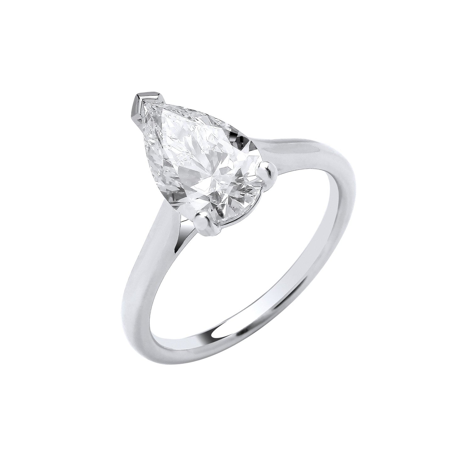 18ct White Gold 2.00ctw Pear Cut Lab Grown Diamond Ring IGI Certified