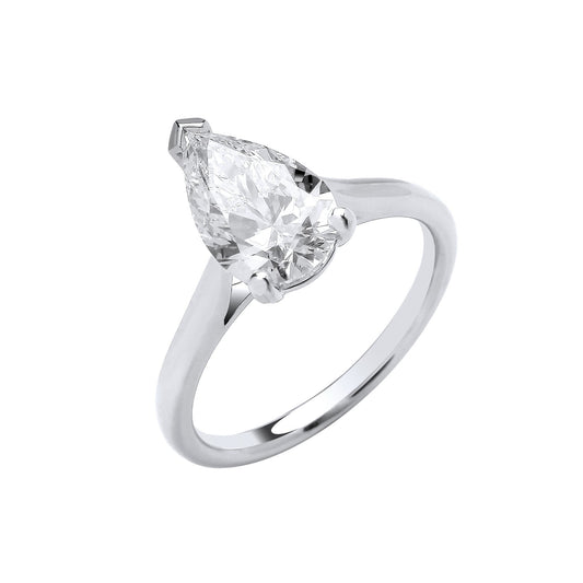 18ct White Gold 2.00ctw Pear Cut Lab Grown Diamond Ring IGI Certified