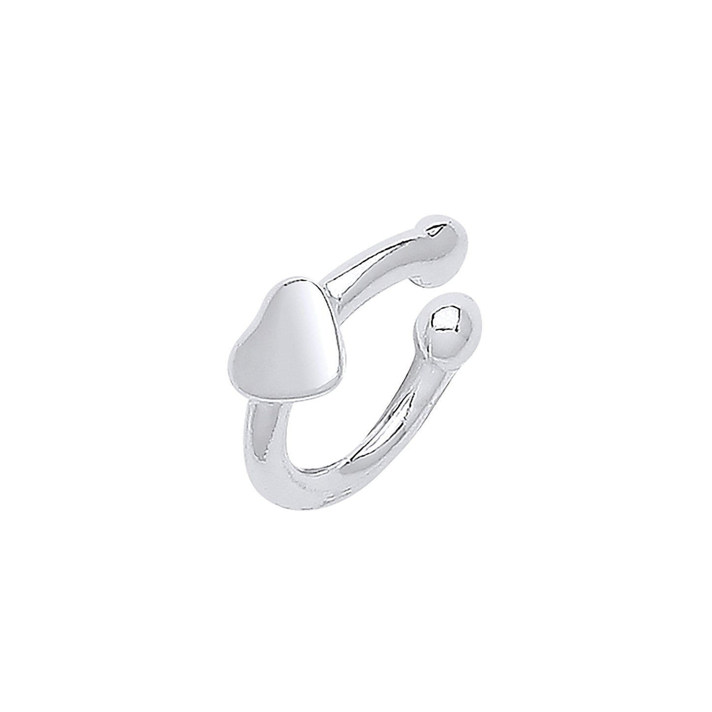 Silver Plain Cuff with Heart