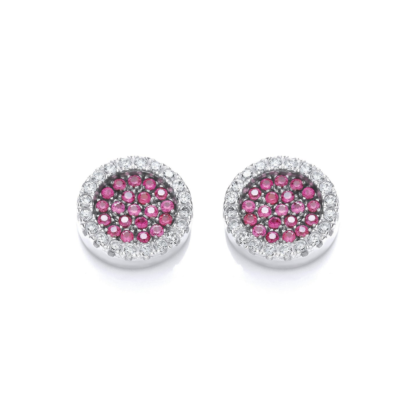 Micro Pave Round Pink Cubic Zirconia Stud Earrings