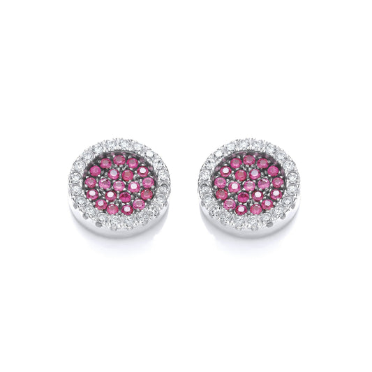 Micro Pave Round Pink Cubic Zirconia Stud Earrings