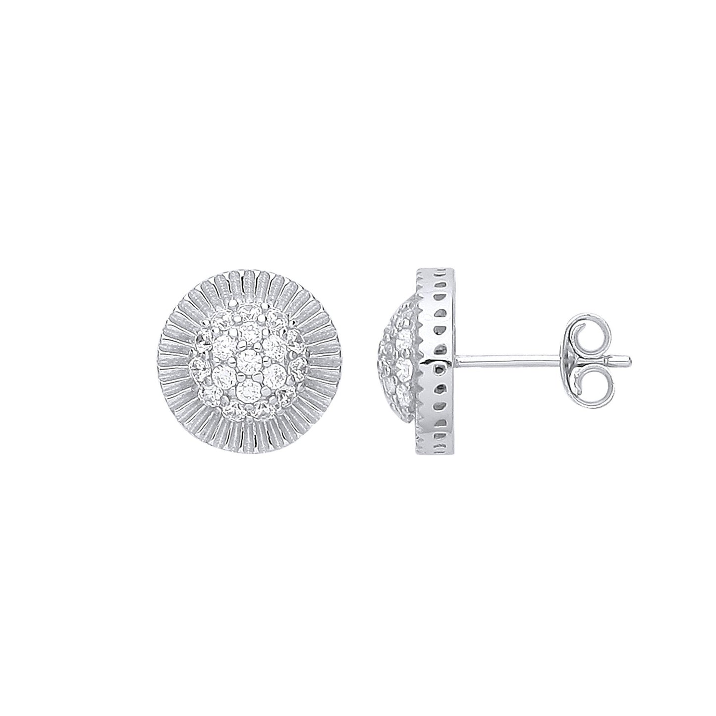Silver Round 11.0mm Stud Cubic Zirconia Earrings