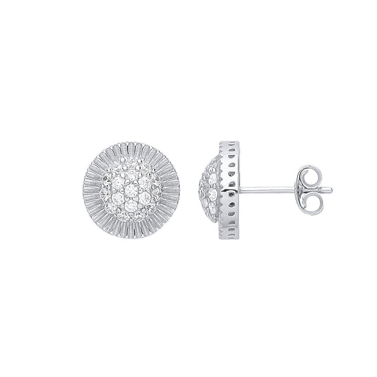 Silver Round 11.0mm Stud Cubic Zirconia Earrings