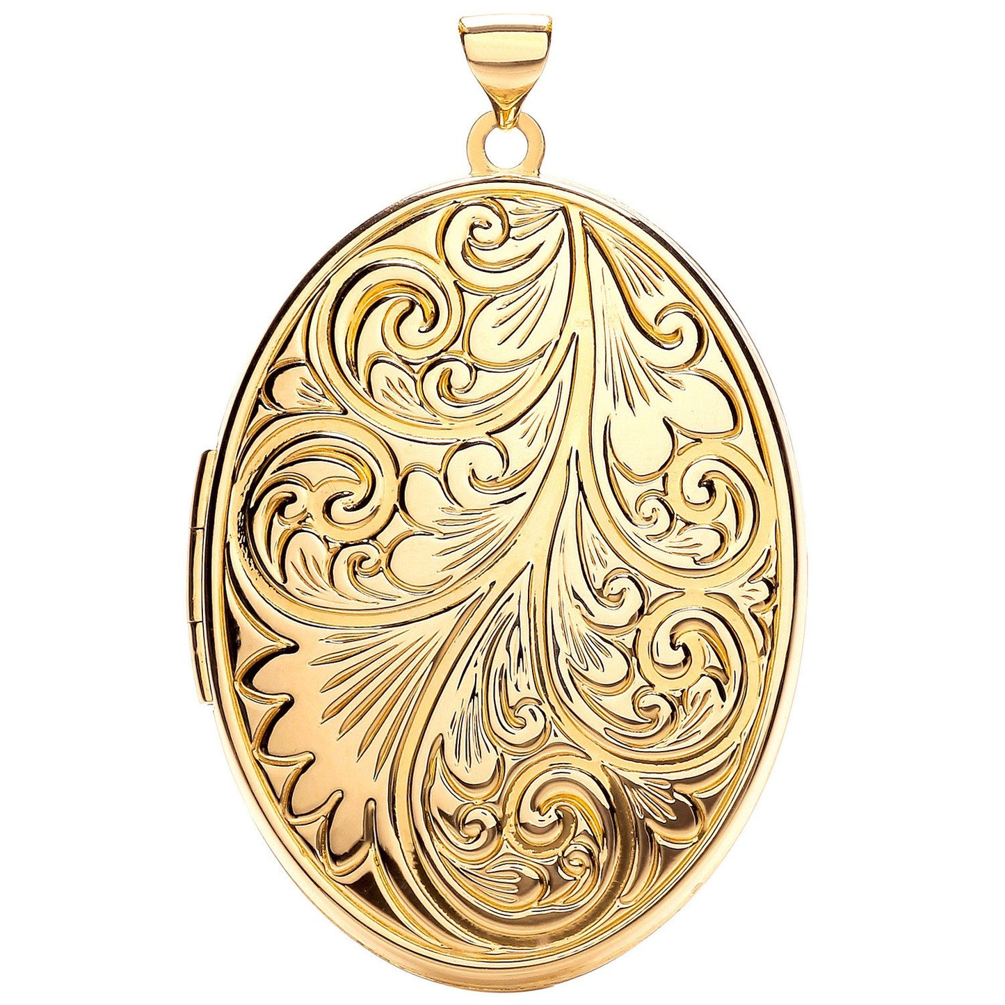 Yellow Gold Oval Locket with Design (HNN-9173B1)